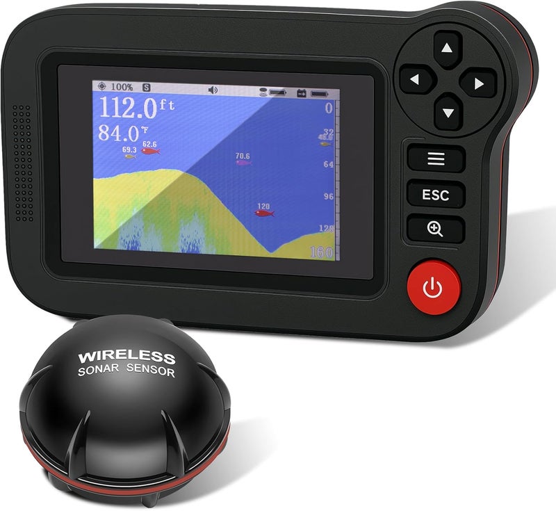 Fuceter Portable Rechargeable Fish Finder, Wireless Sonar FishFinder, Castable Kayak Depth Finder with 105° Beam Angle and TFT LCD Display, 2.6-164 FT of Depth Locator, for Shore, Sea ＆ Ice Fishing - Image 1
